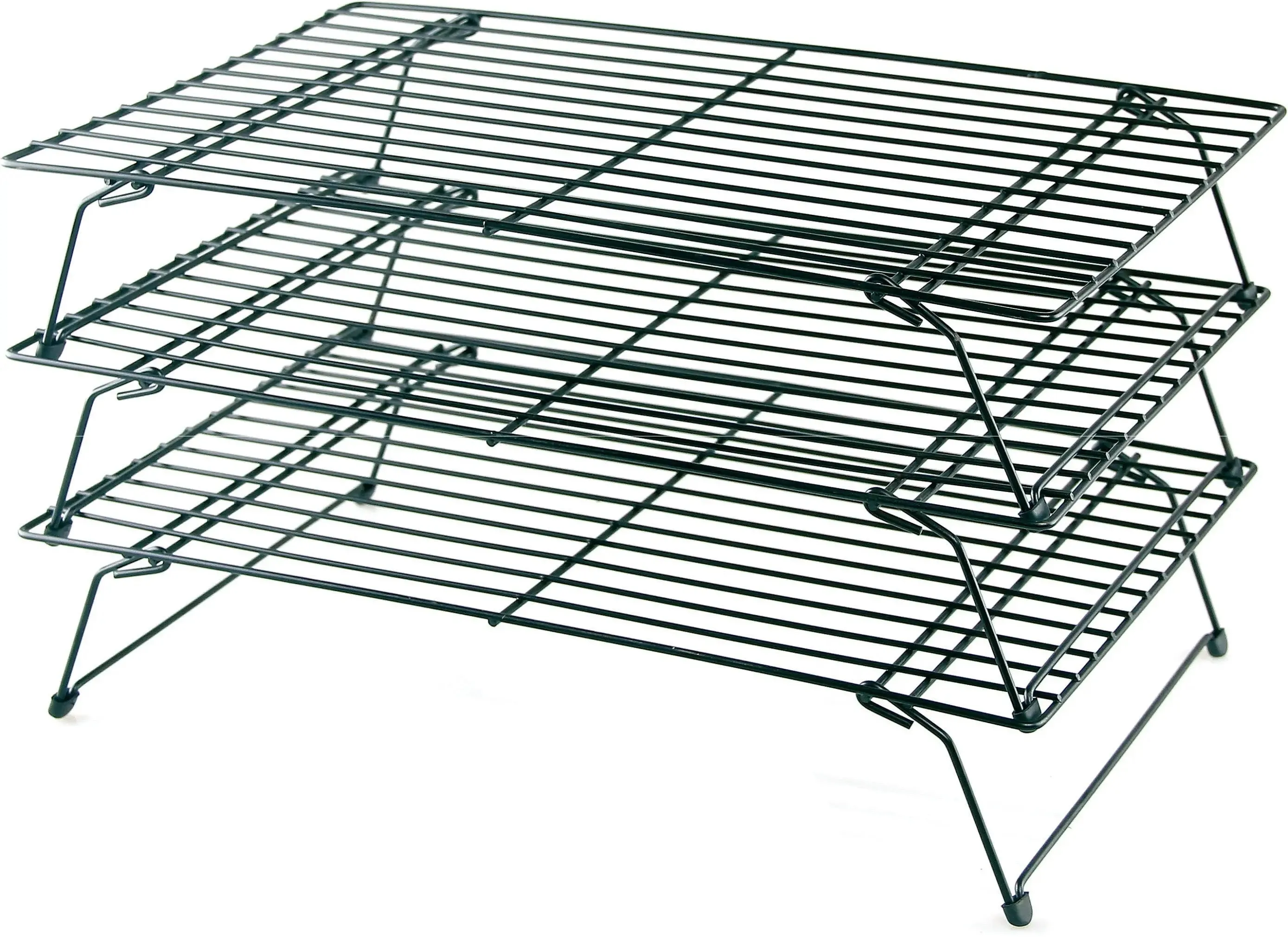 Buckingham 3 Tier Cooling Rack Stackable Non-Stick Durable Metal Wire Black Tray ideal for Cakes Cookies Pastries & Biscuits 40 Cm