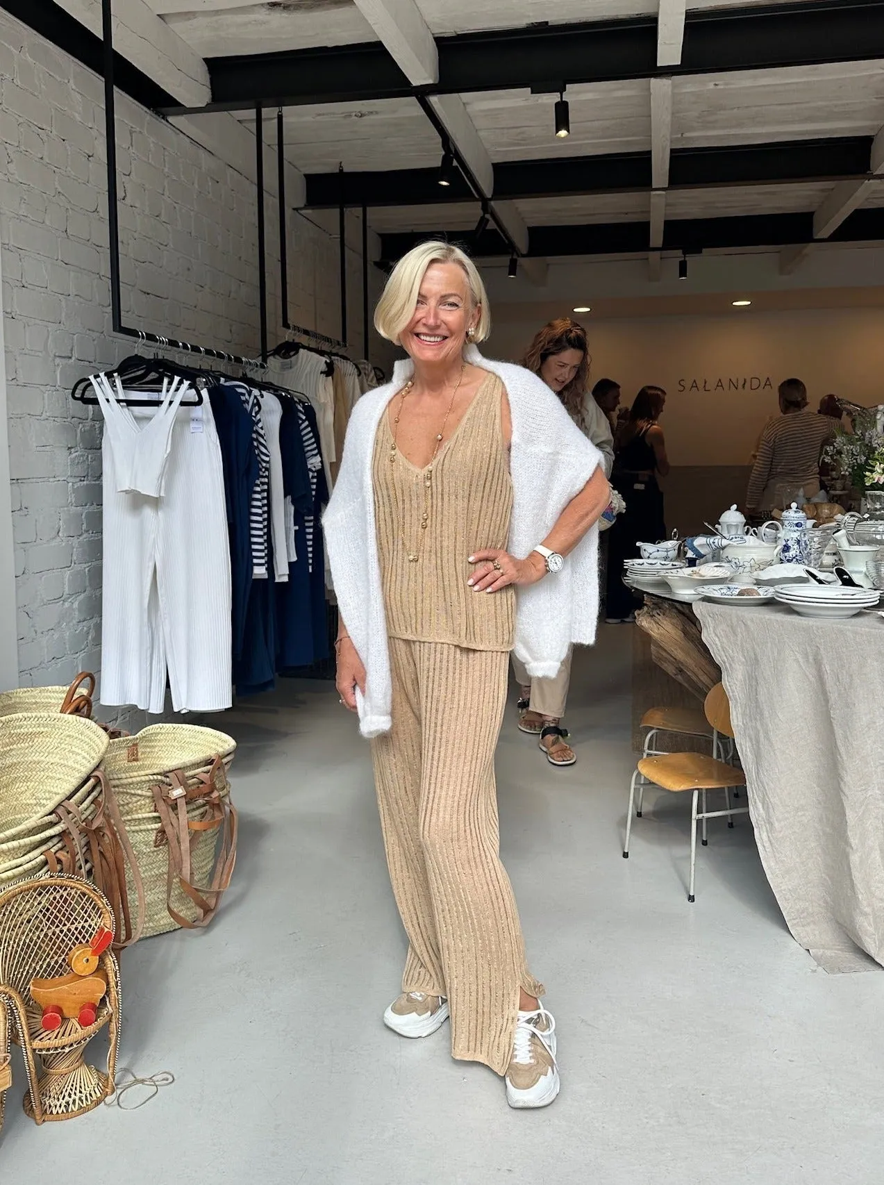 Caldo 100% Linen Tank Top Sand