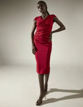 CARA DRESS BRICK RED