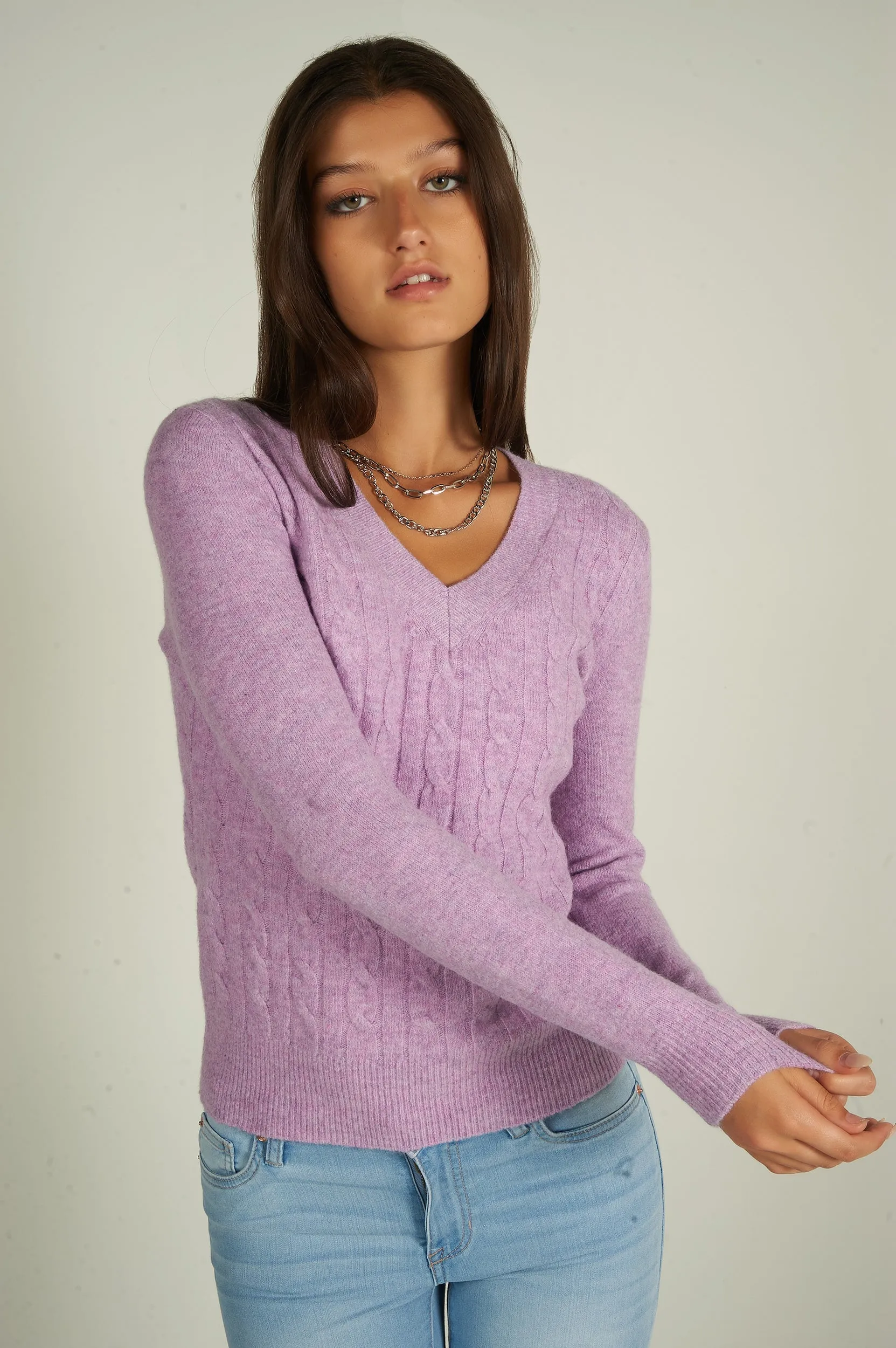 Chandail en tricot torsadé - CYRIELLE - (E-C11)