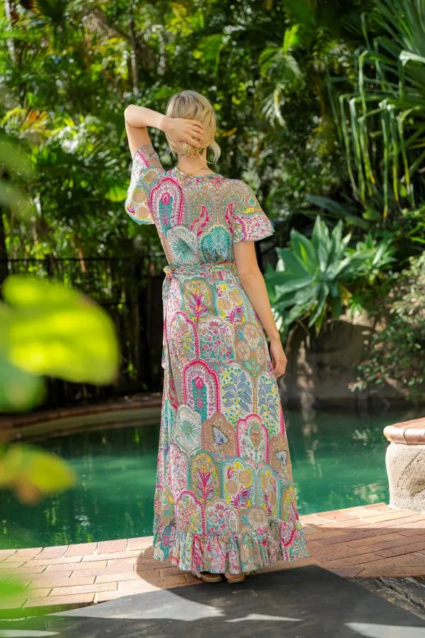 Cienna Pria Long Wrap Dress Red Multi S