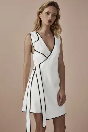 Contrast Trim Wrap Dress