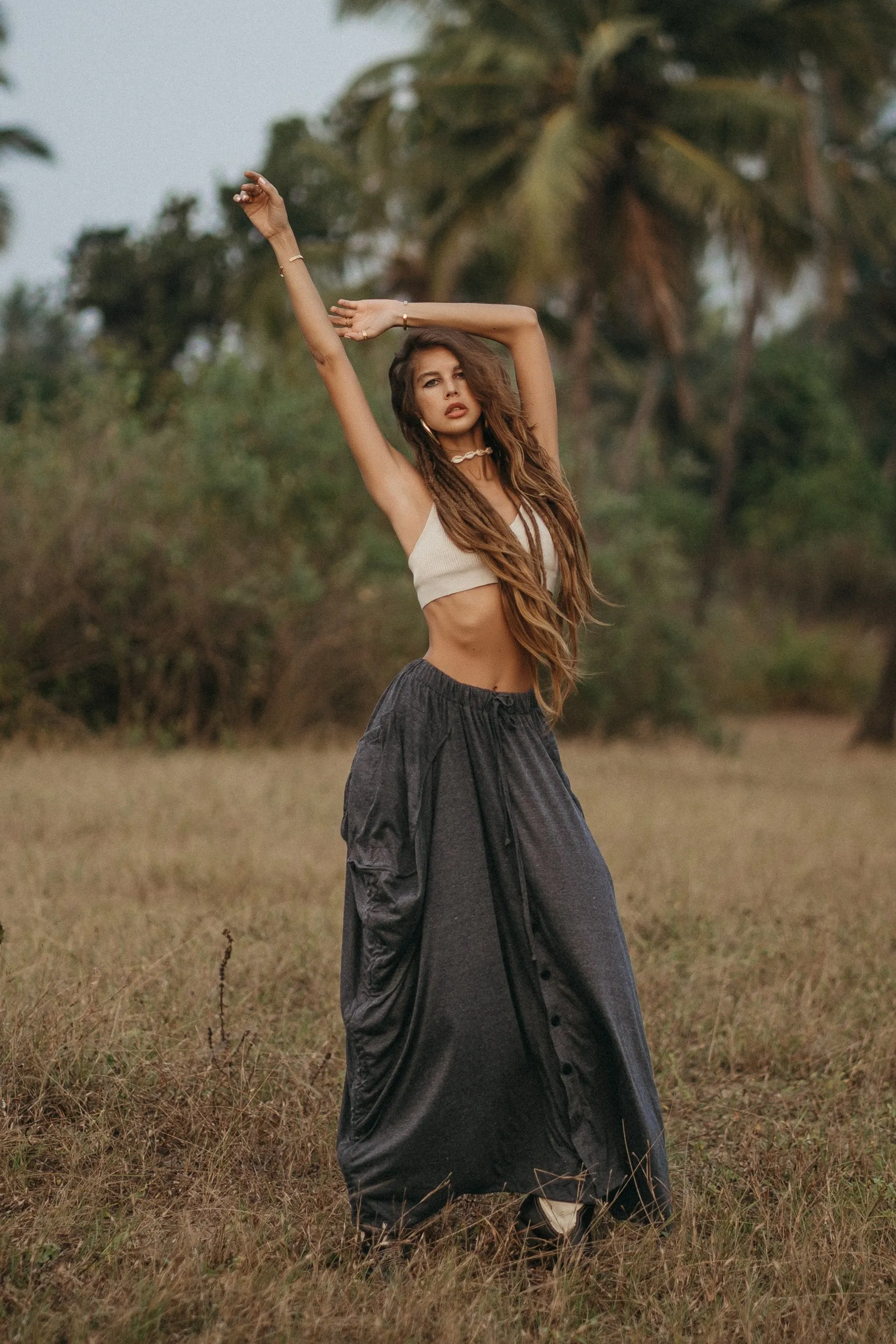 Convertible Maxi Skirt Palazzo Pants Charcoal