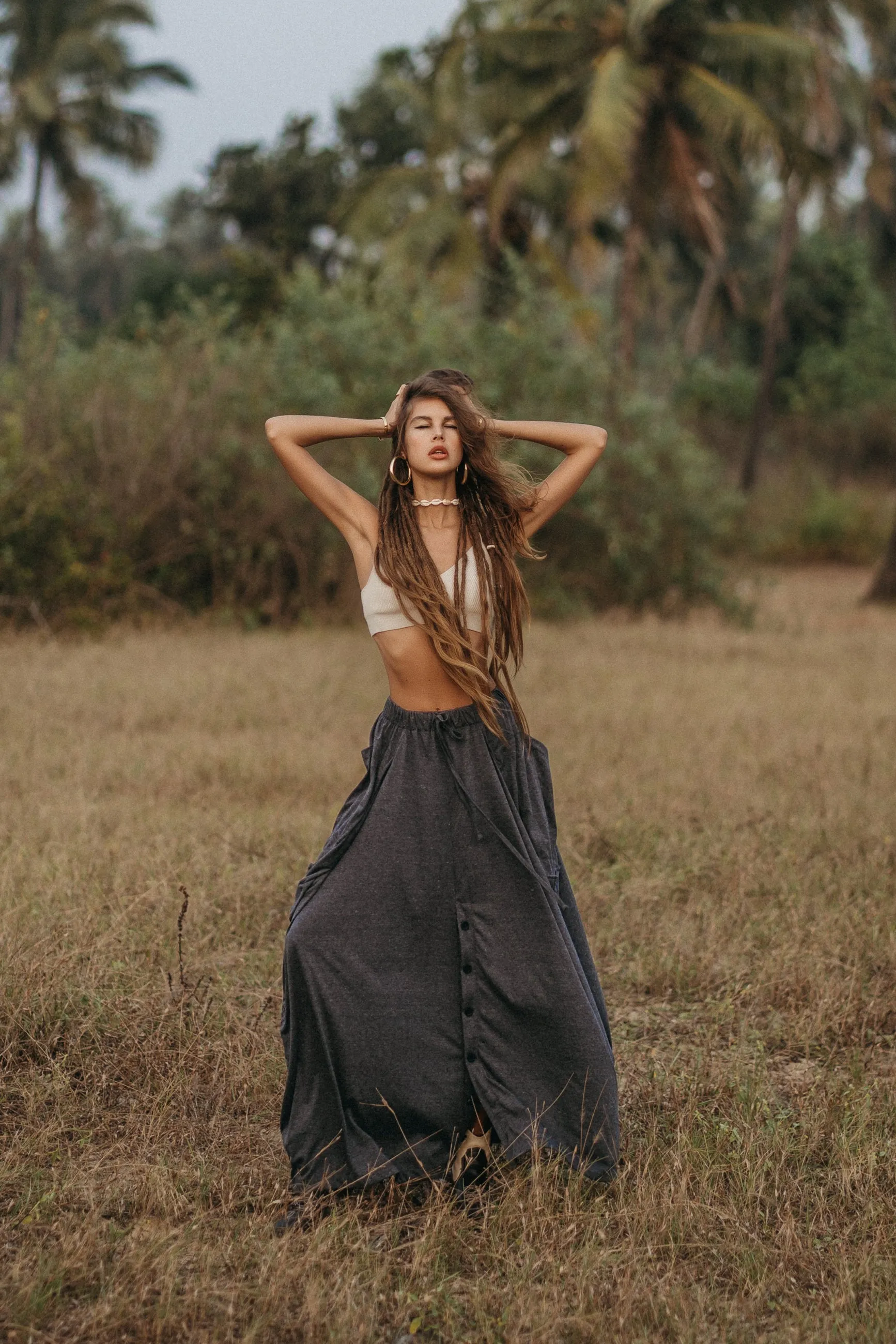 Convertible Maxi Skirt Palazzo Pants Charcoal