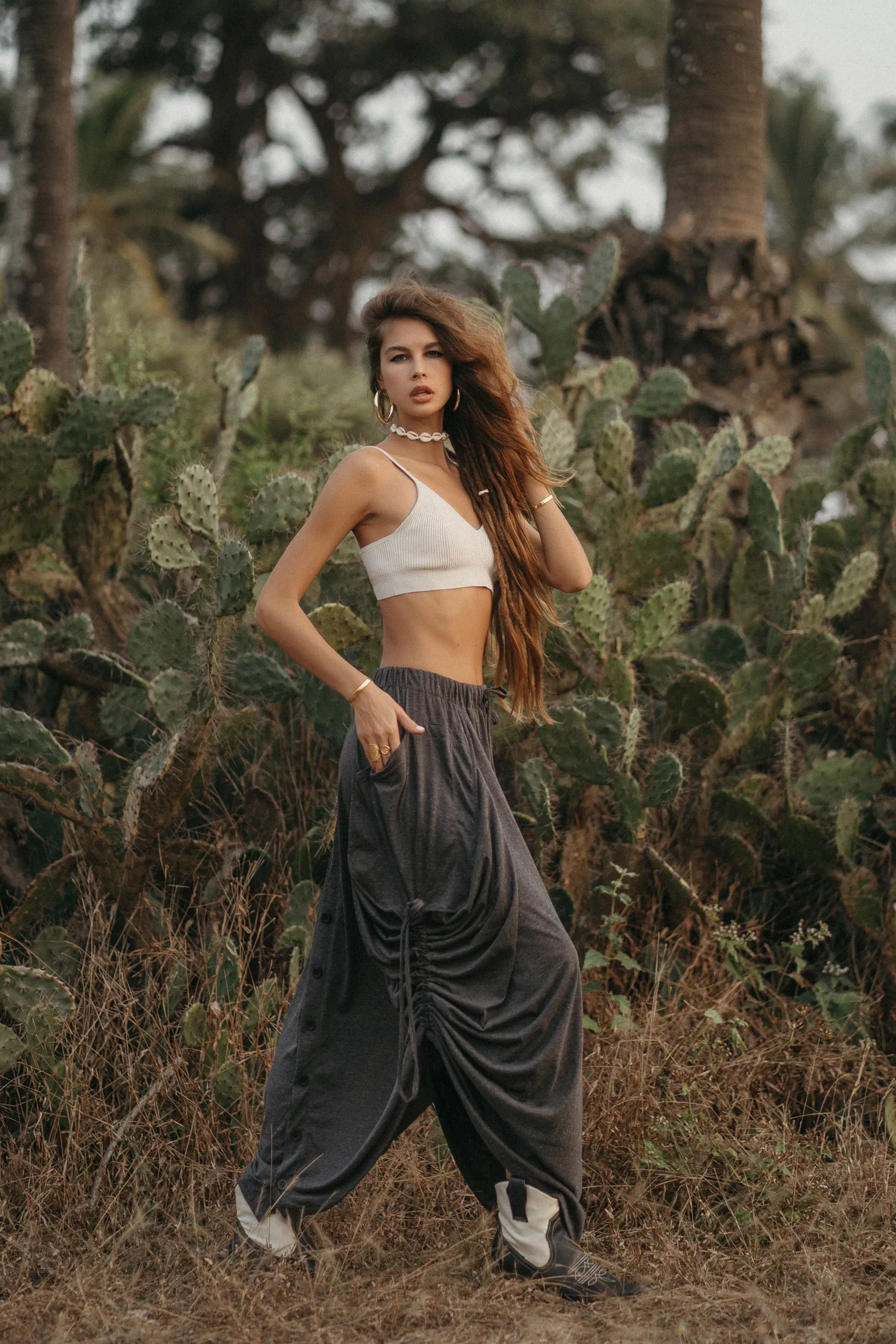Convertible Maxi Skirt Palazzo Pants Charcoal
