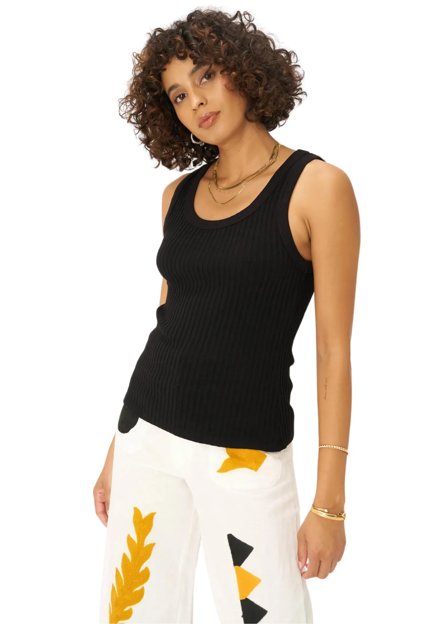 Cooper Sweater Rib Tank, MW Apricot Quartz