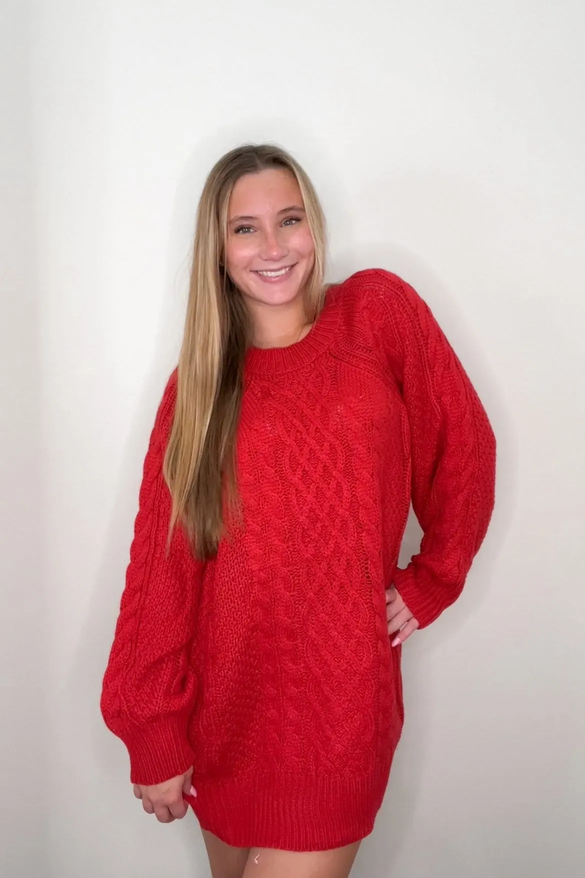 Crimson Cheer Sweater Dress