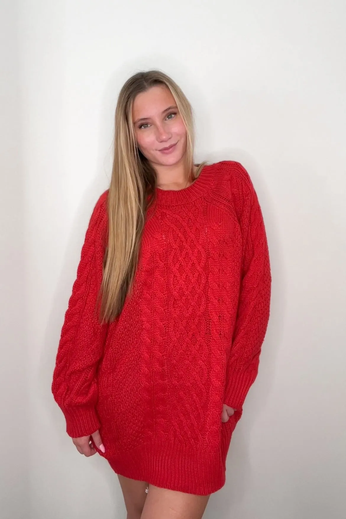 Crimson Cheer Sweater Dress