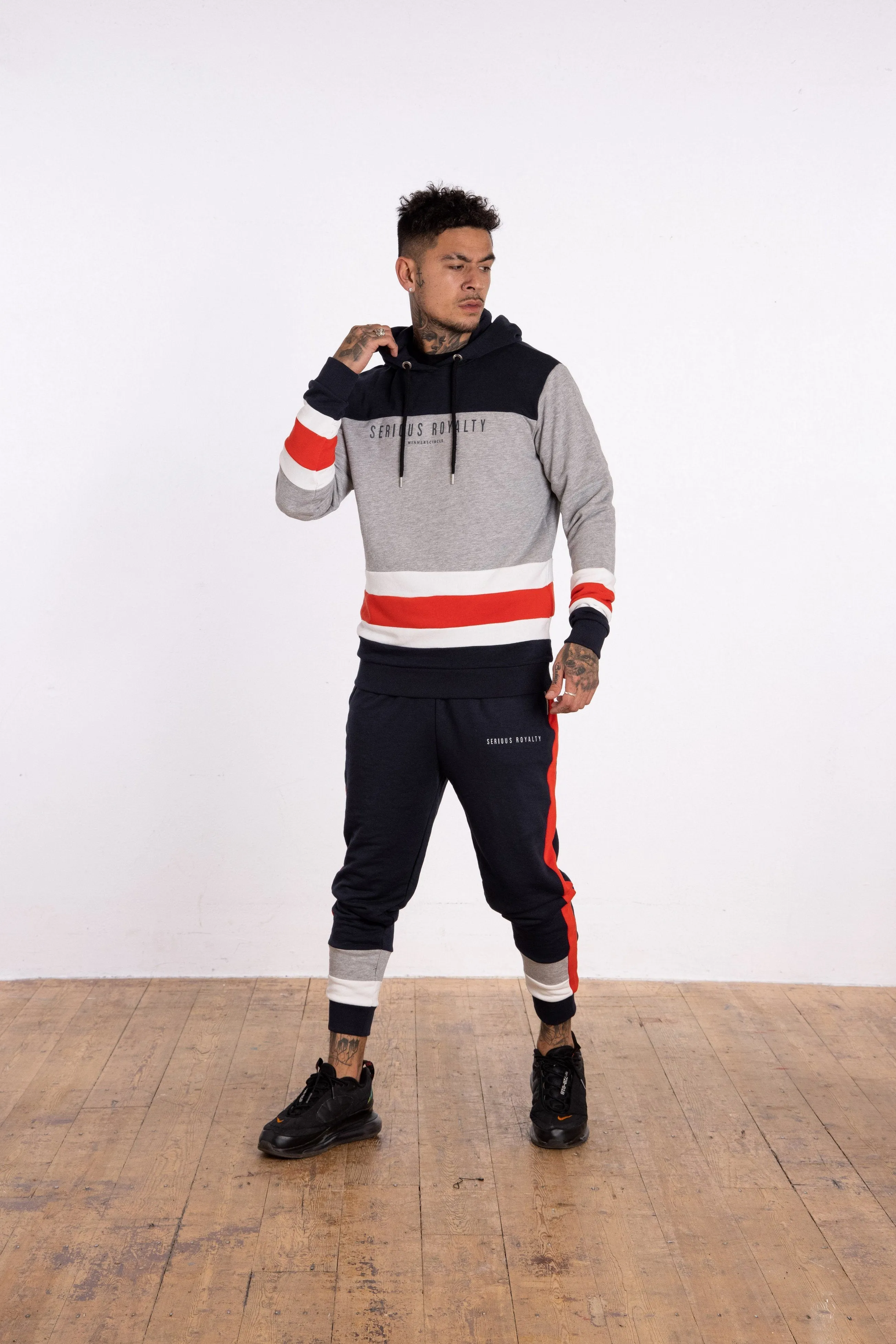 Cut n sew Panel Joggers - Navy