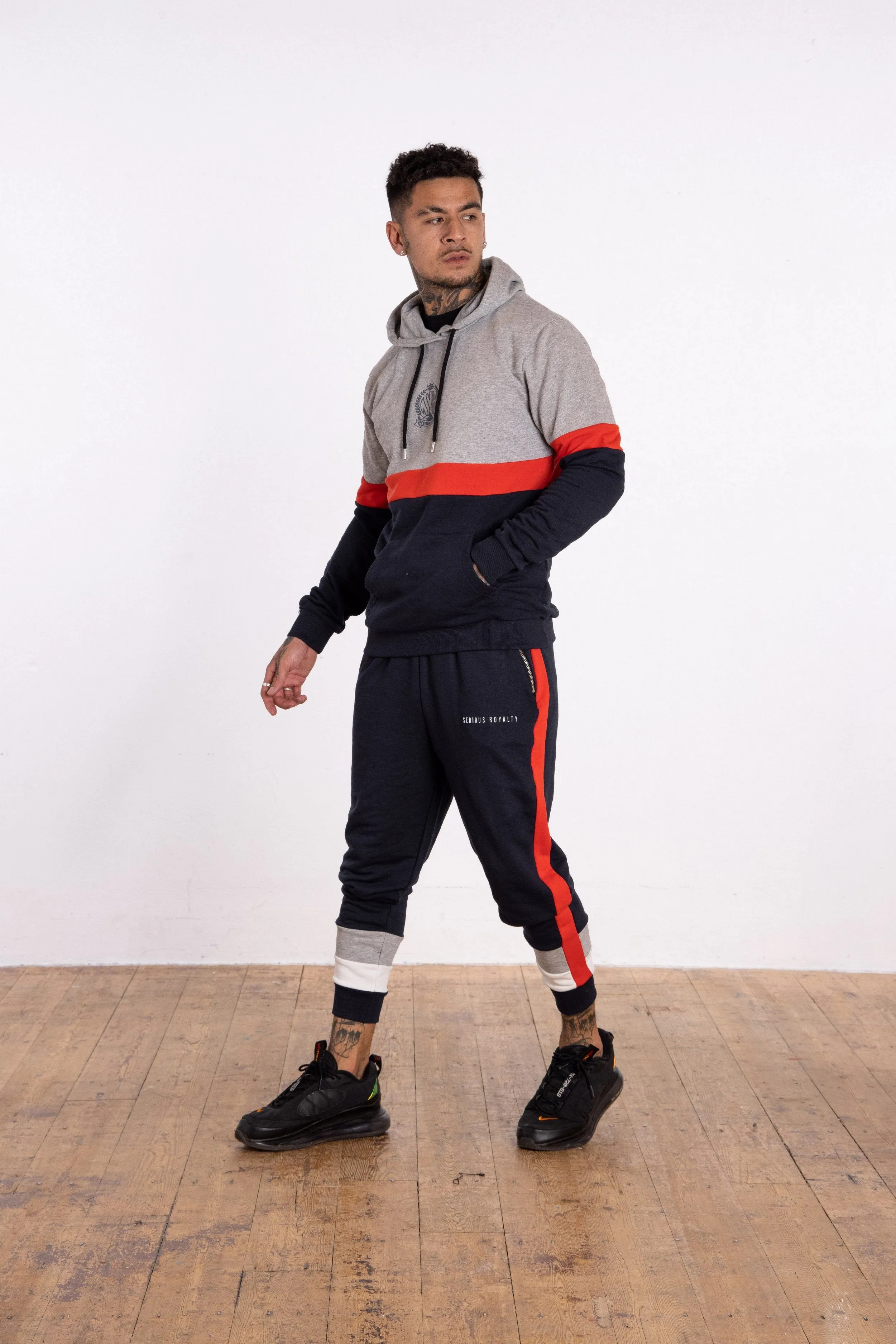 Cut n sew Panel Joggers - Navy