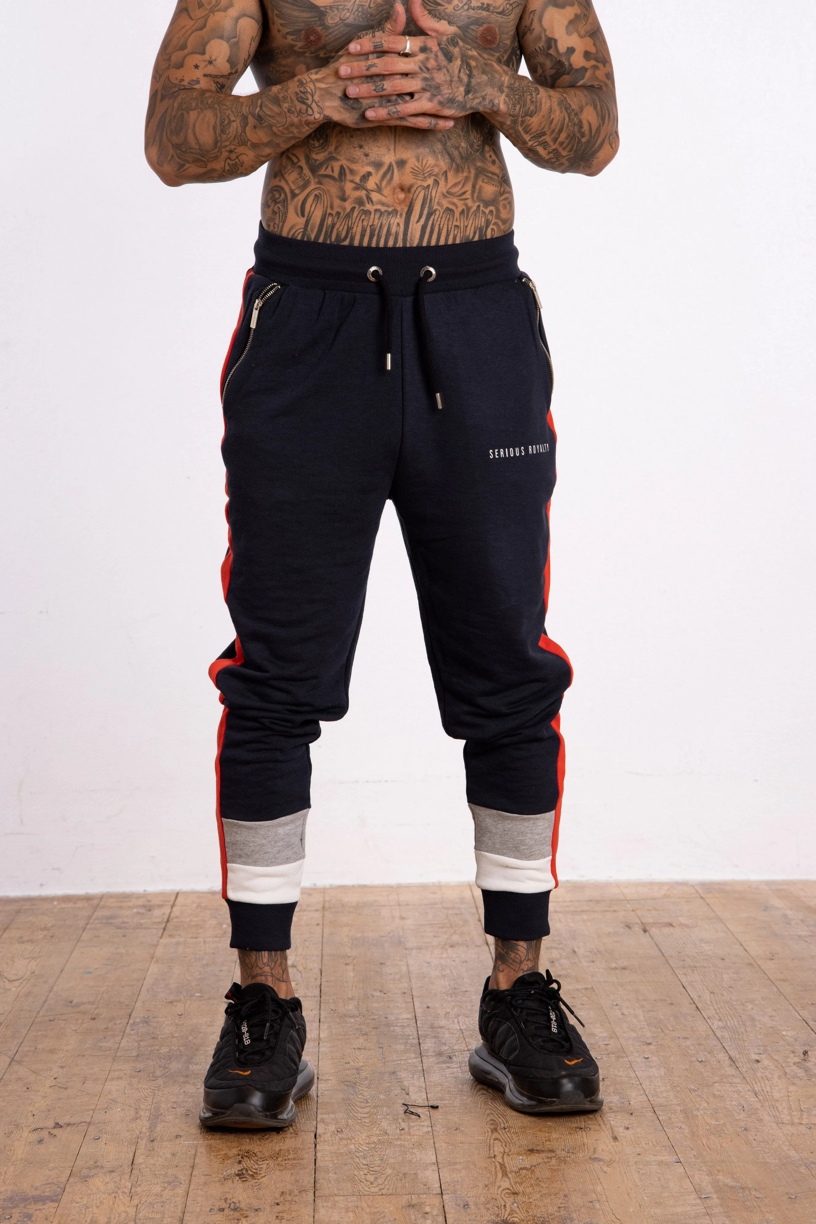 Cut n sew Panel Joggers - Navy