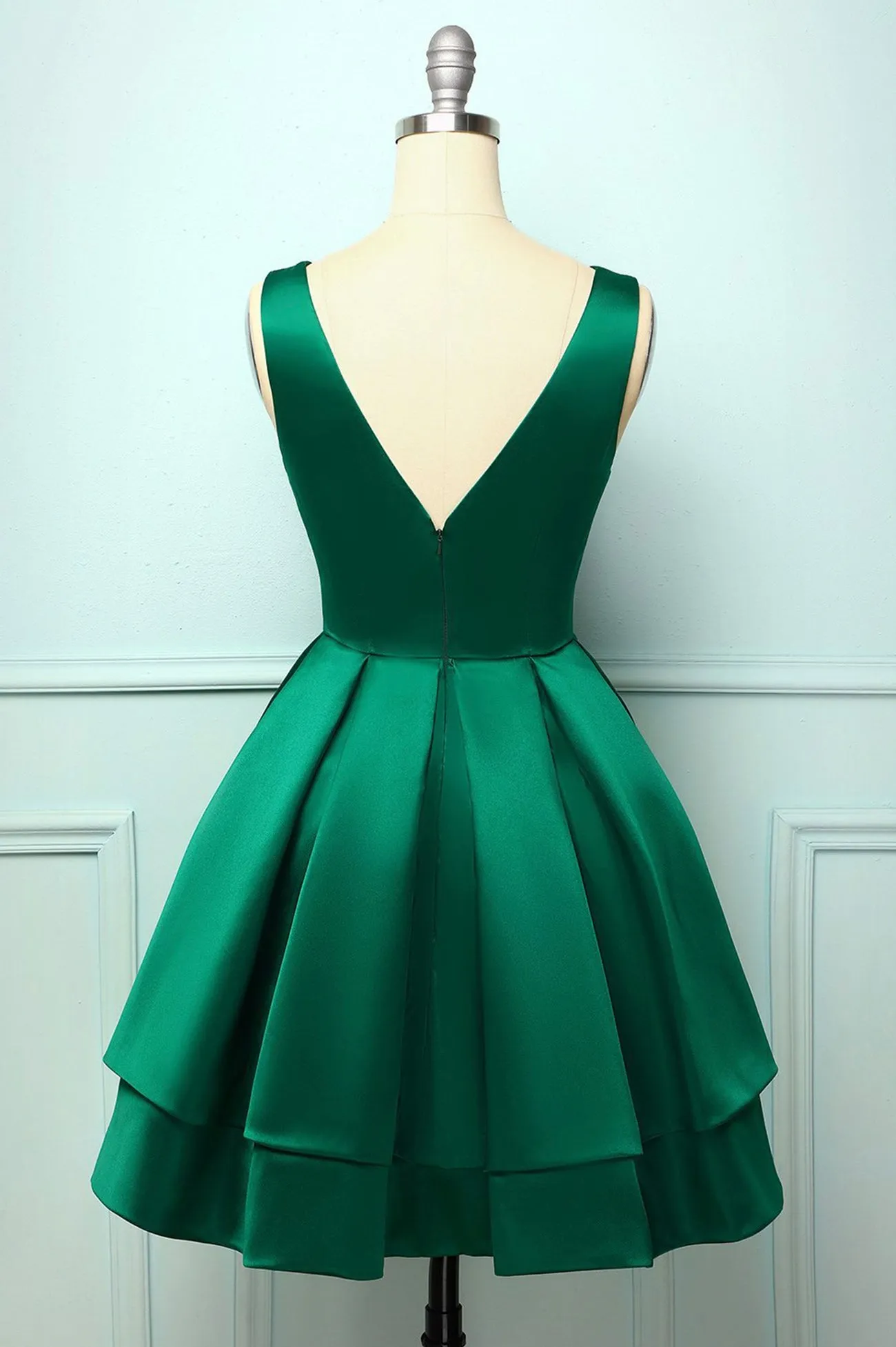 Cute V-Neck Satin Short Prom Dress, A-Line Mini Party Dress