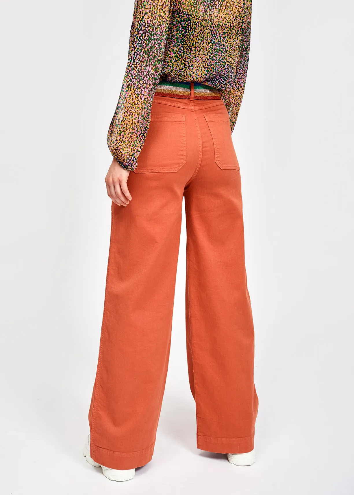 Dark peach flared high wide leg pants