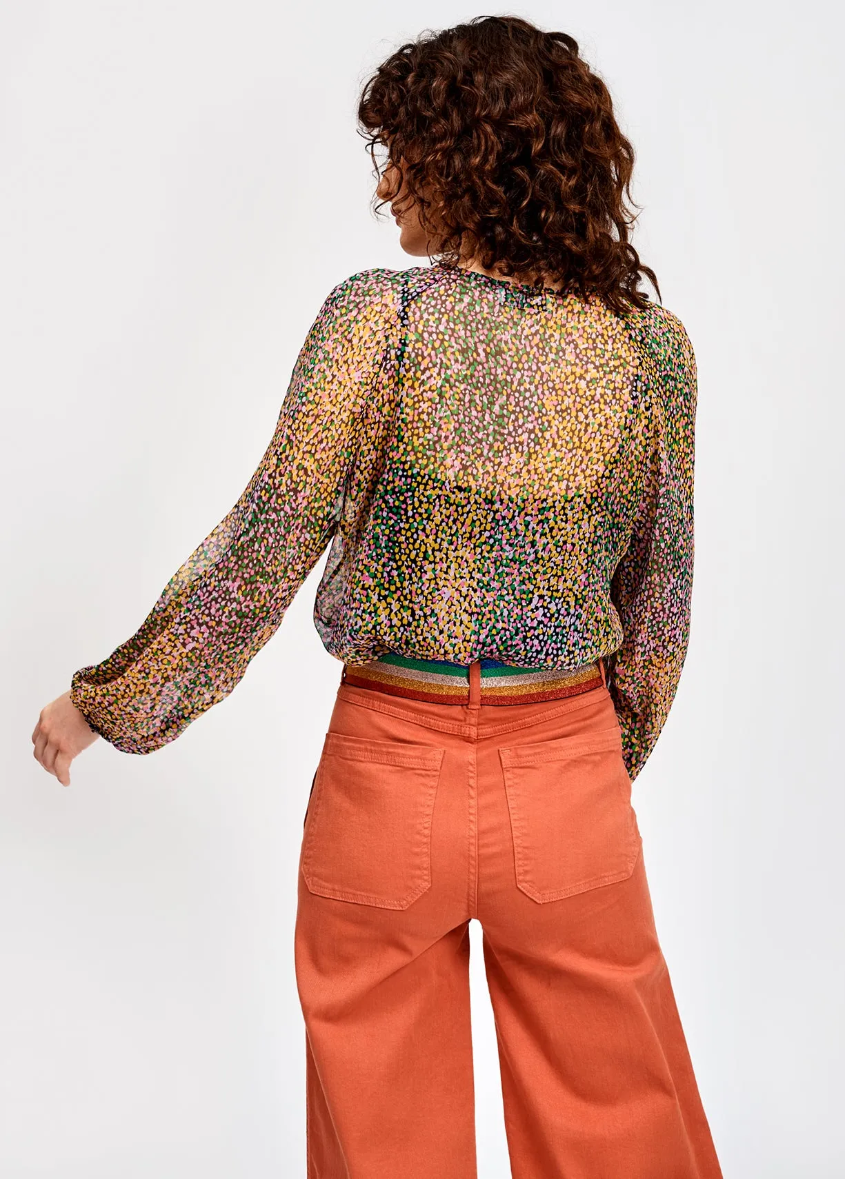 Dark peach flared high wide leg pants