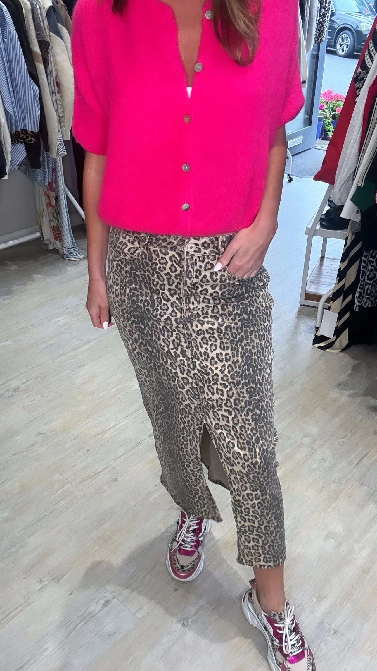 Dixie denim leopard skirt