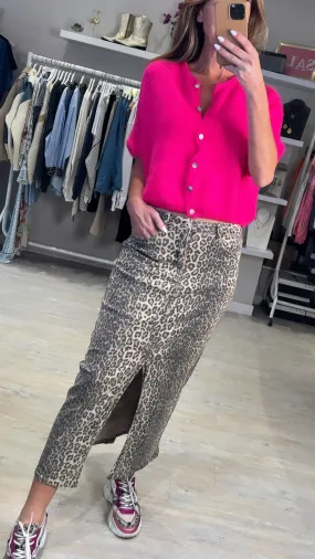 Dixie denim leopard skirt