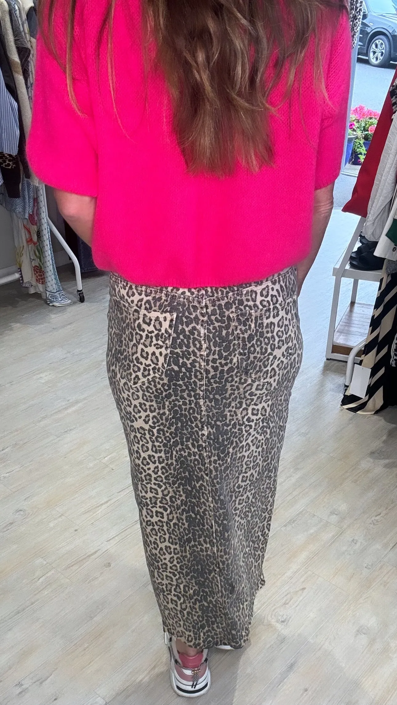 Dixie denim leopard skirt