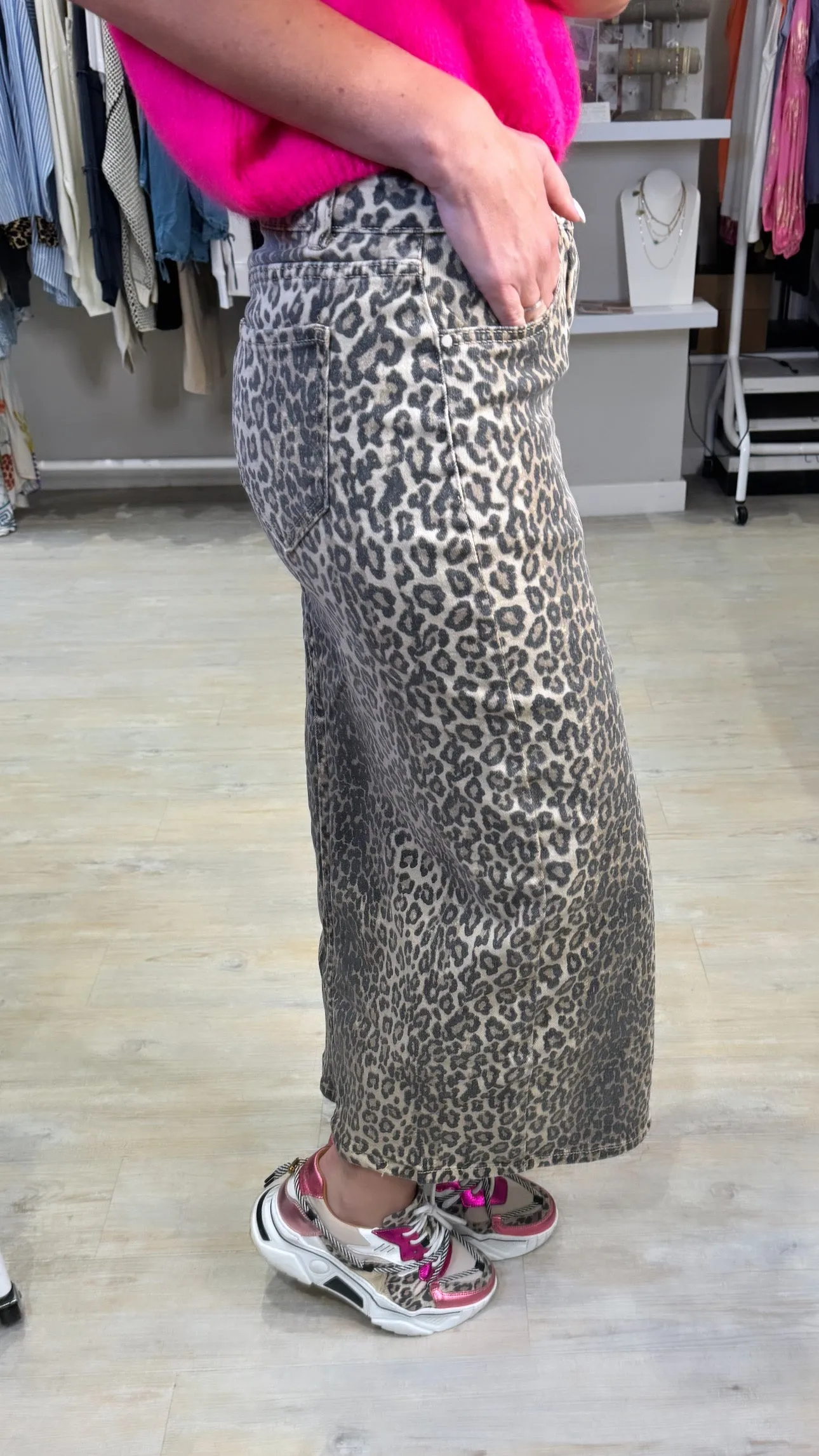 Dixie denim leopard skirt