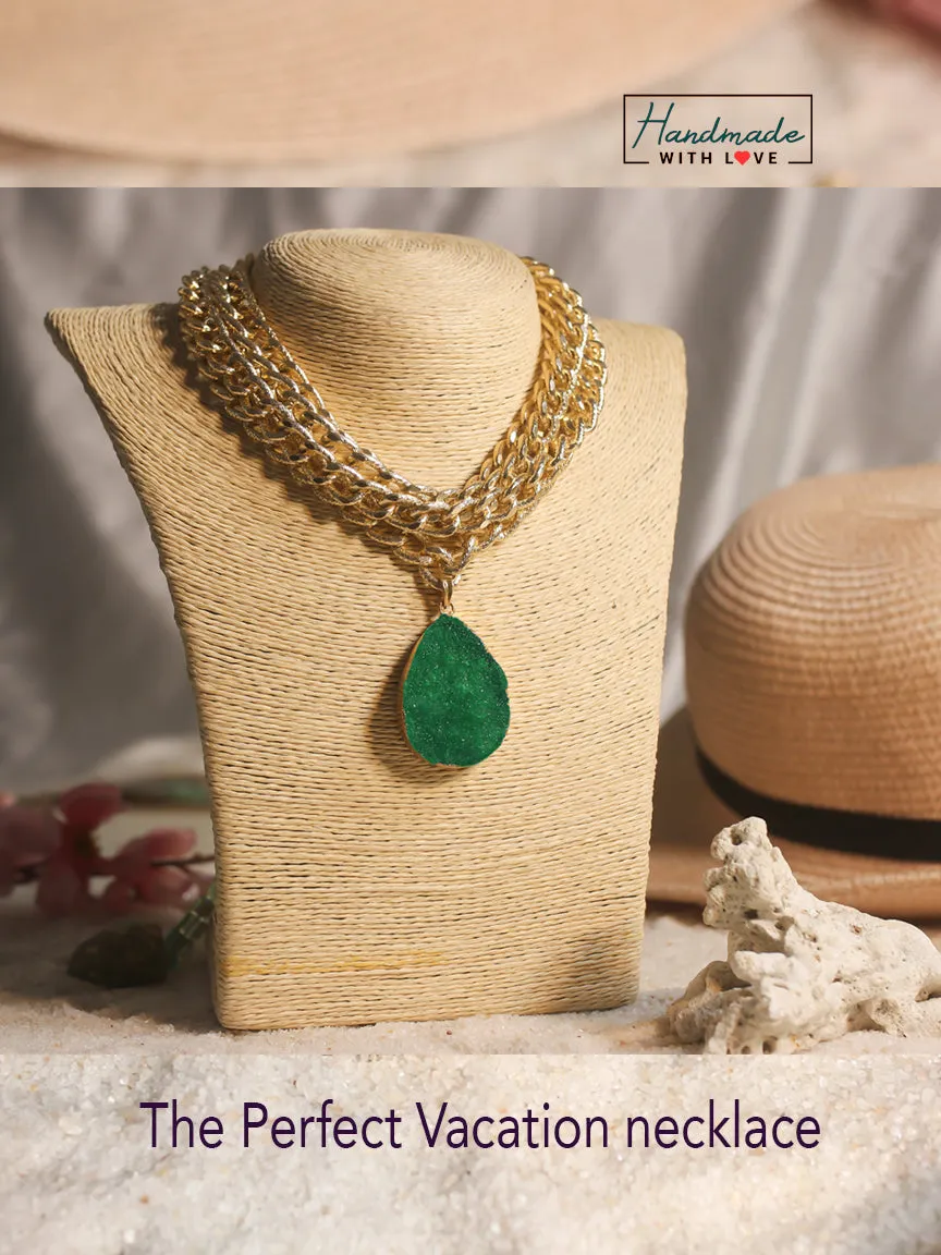 Emerald Druzy Layered Necklace