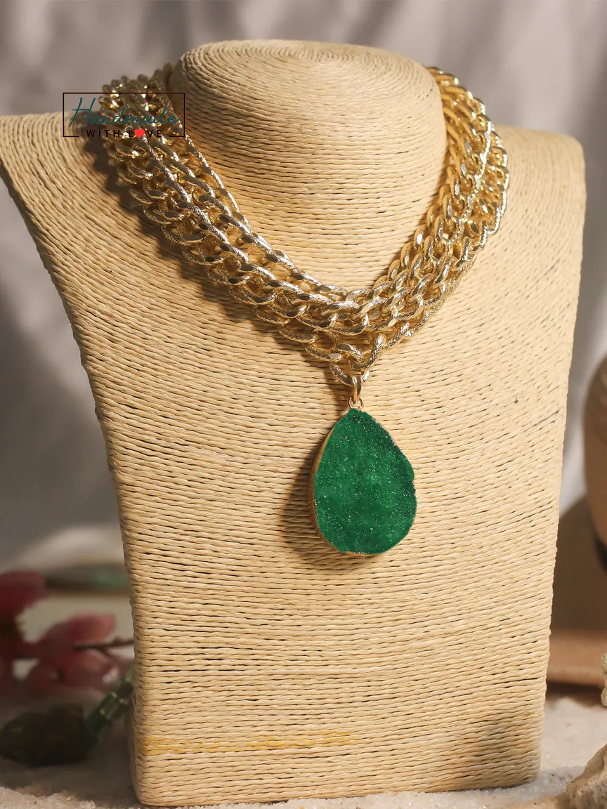 Emerald Druzy Layered Necklace