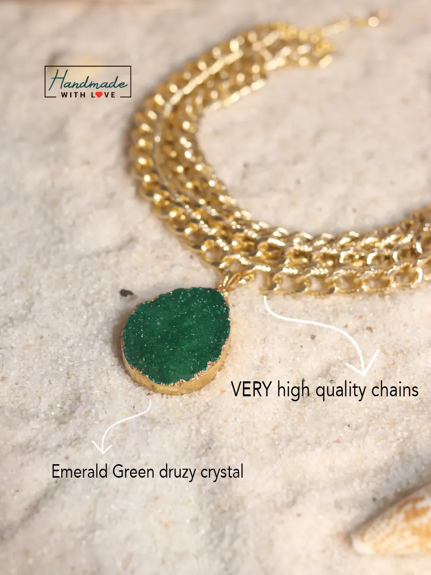 Emerald Druzy Layered Necklace