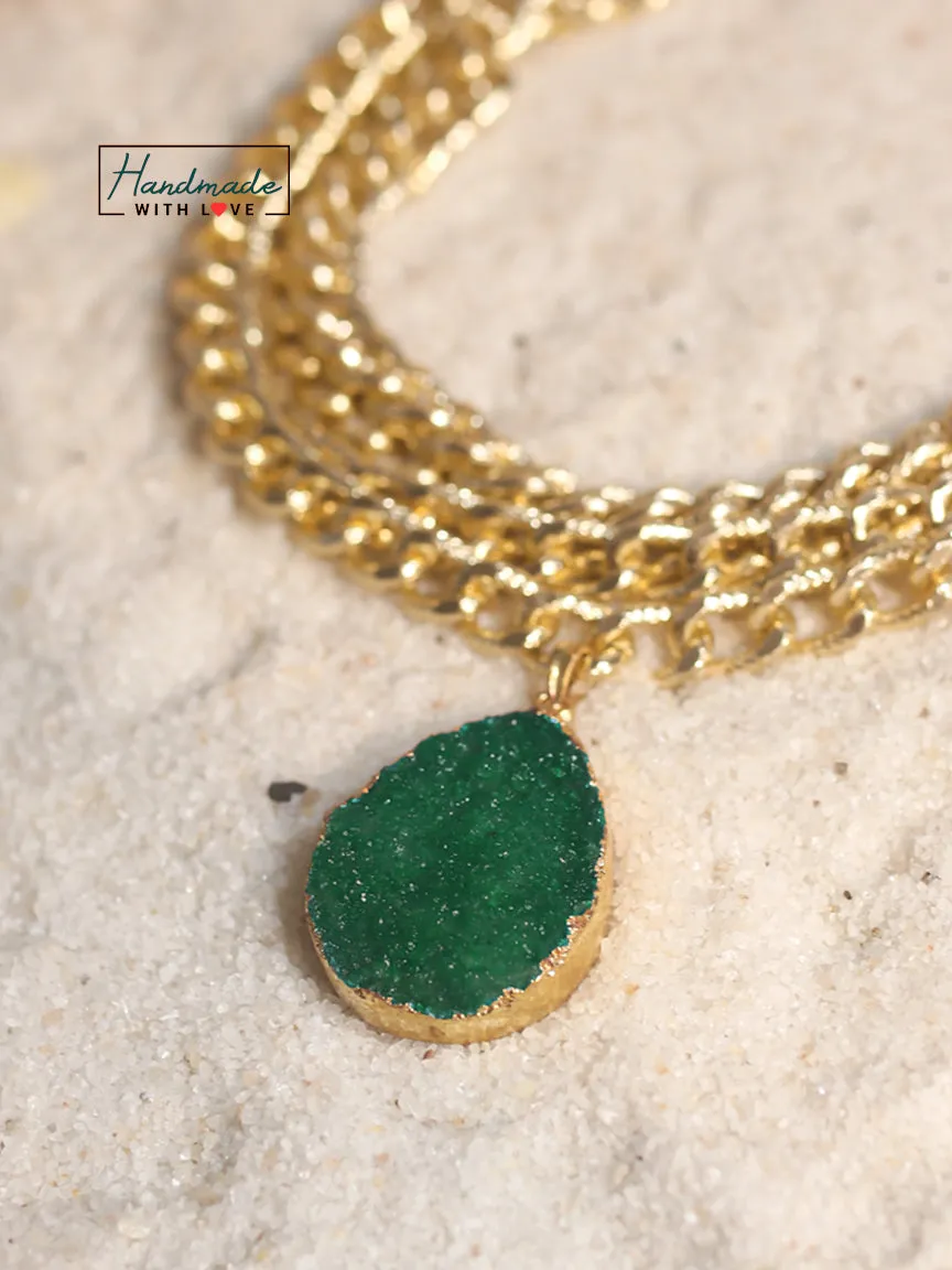 Emerald Druzy Layered Necklace