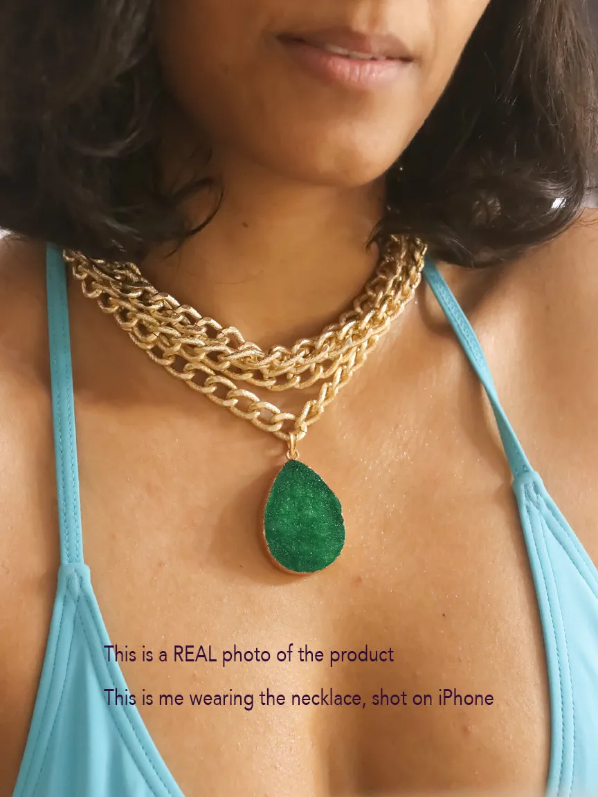 Emerald Druzy Layered Necklace