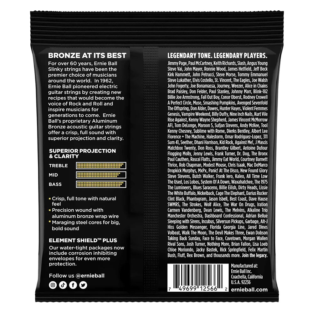 Ernie Ball Medium Light Aluminum Bronze Acoustic Guitar Strings - 12-54 Gauge