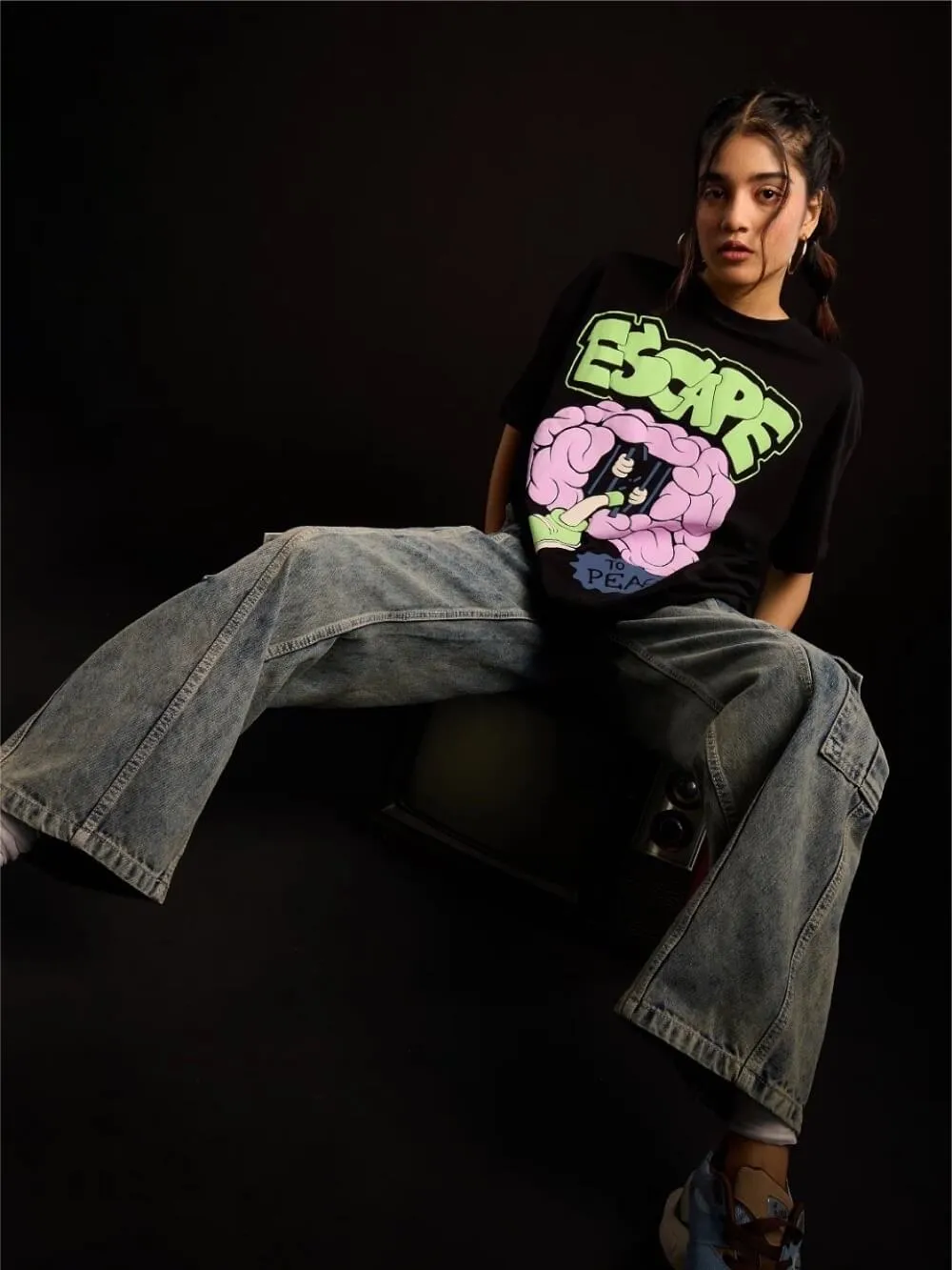 Escape To Peace Printed Low Price Premium Quality Womens Drop Shoulder Tee Legacy Boutiques Bangladesh