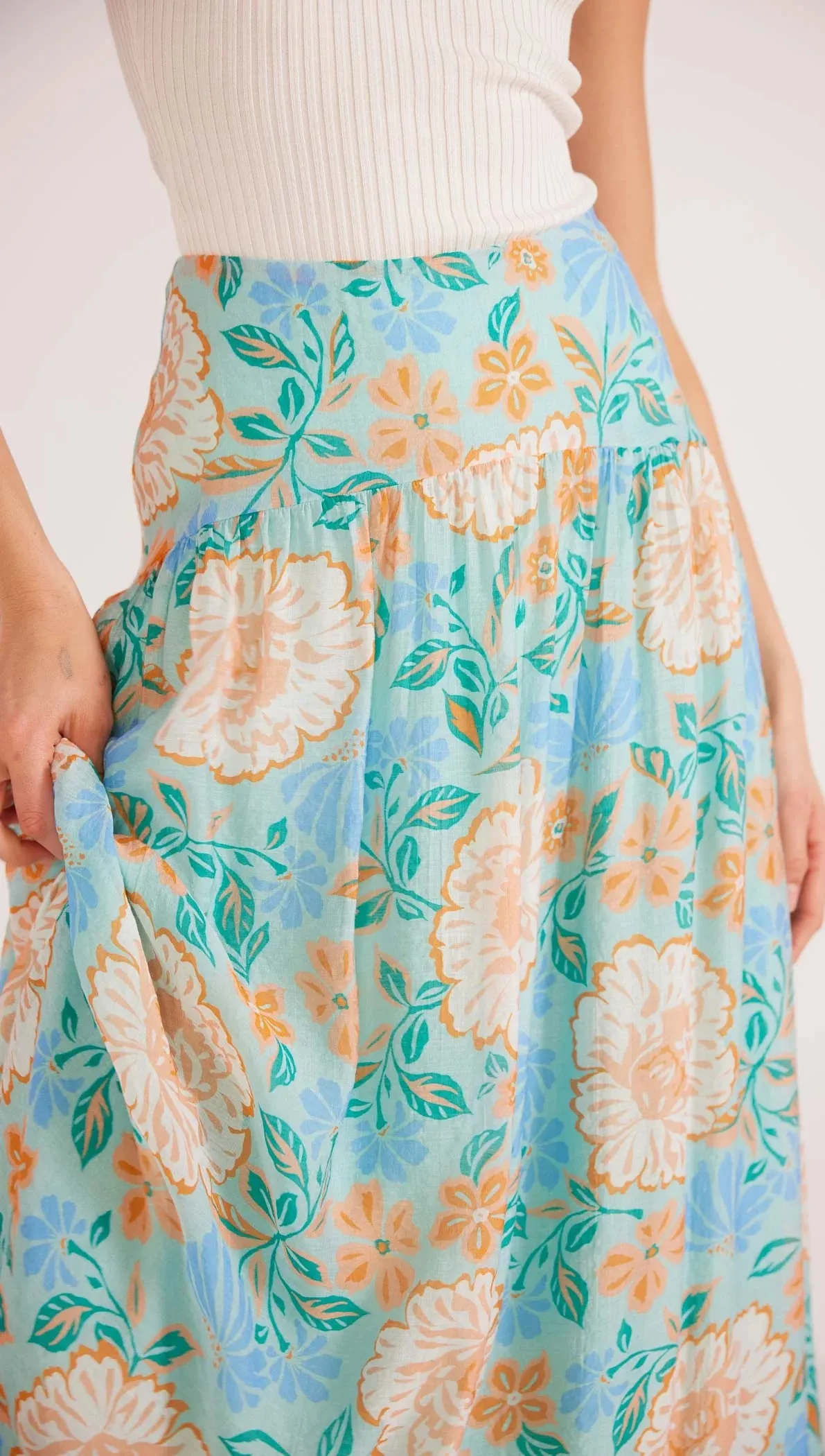 Evelyn Maxi Skirt • Mint Floral
