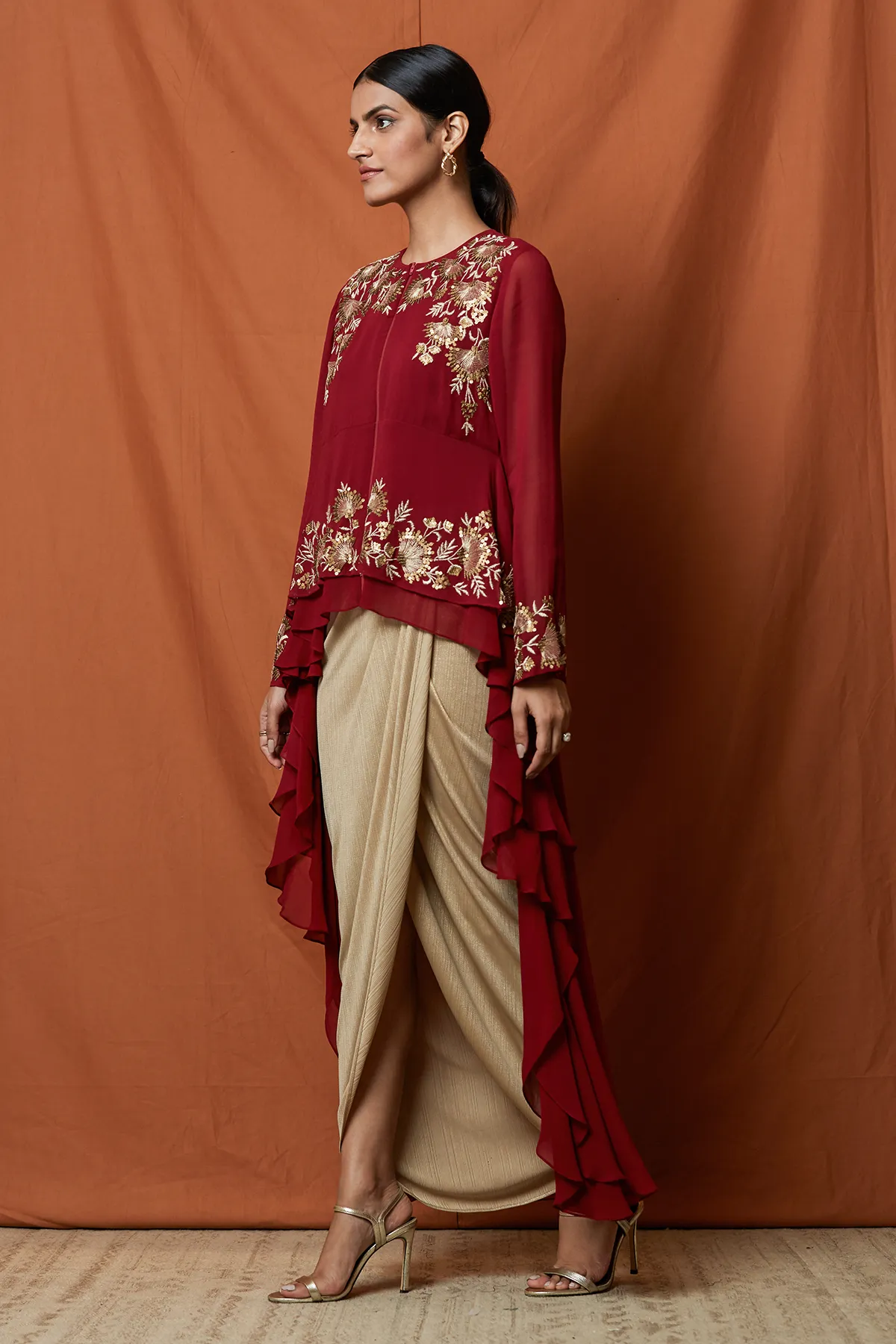 Fan Floral Double  Layer Top