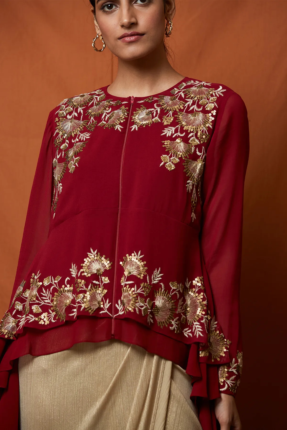 Fan Floral Double  Layer Top