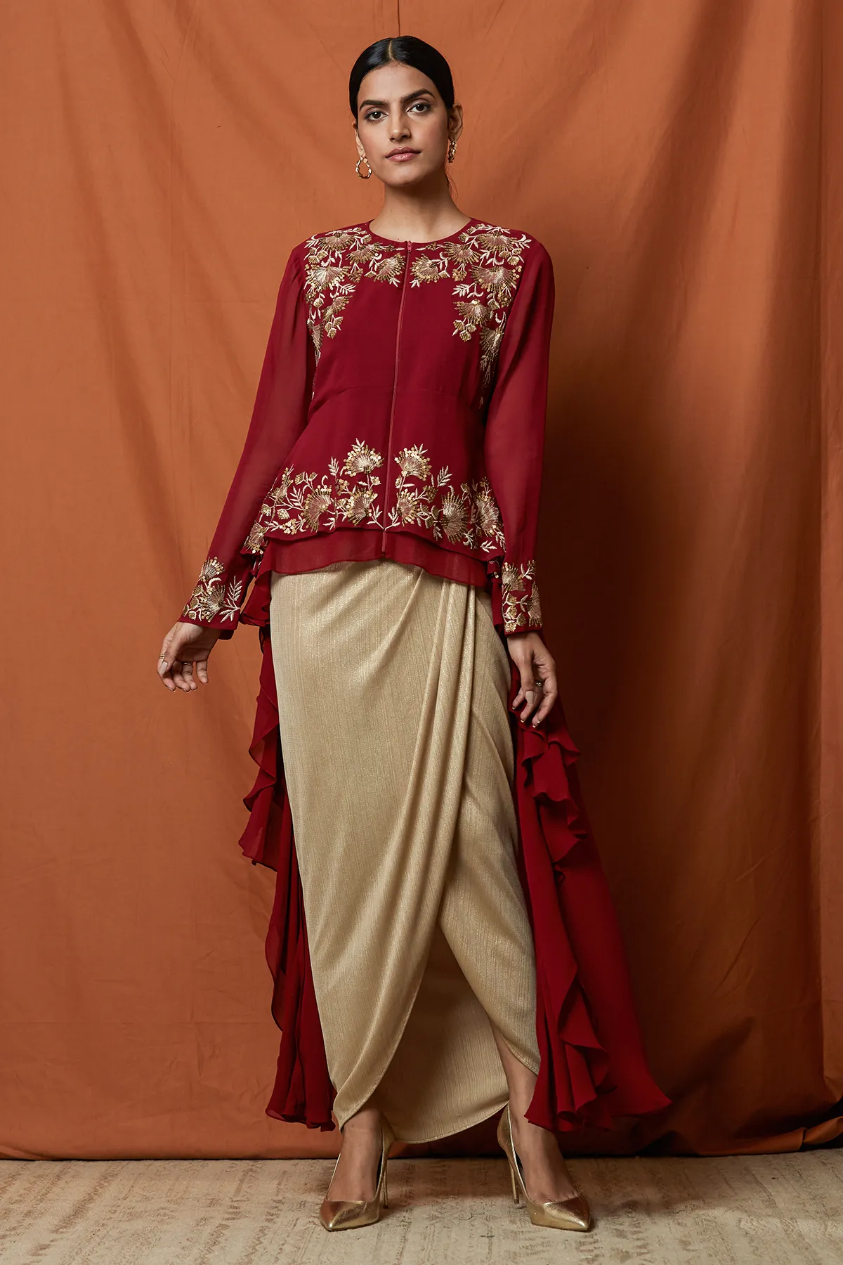 Fan Floral Double  Layer Top