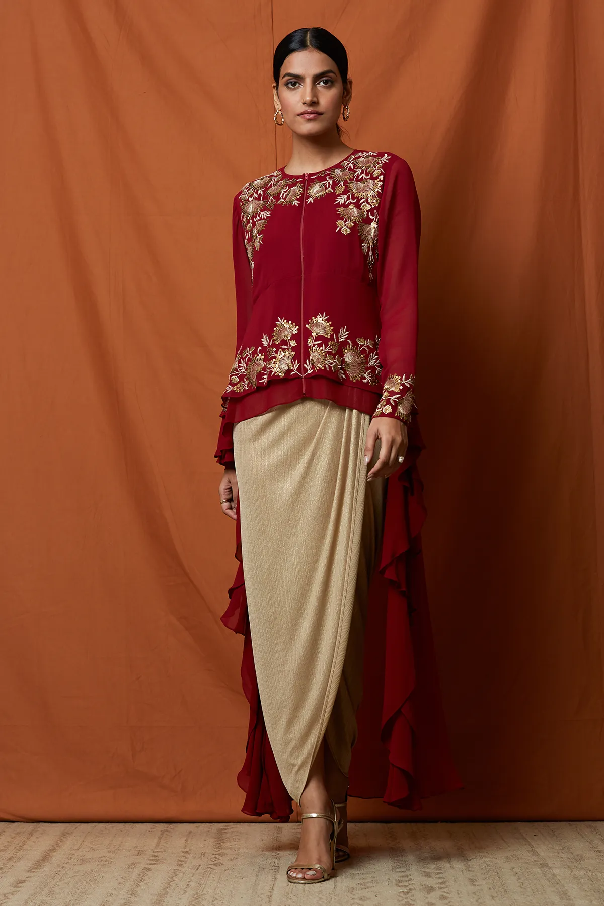 Fan Floral Double  Layer Top
