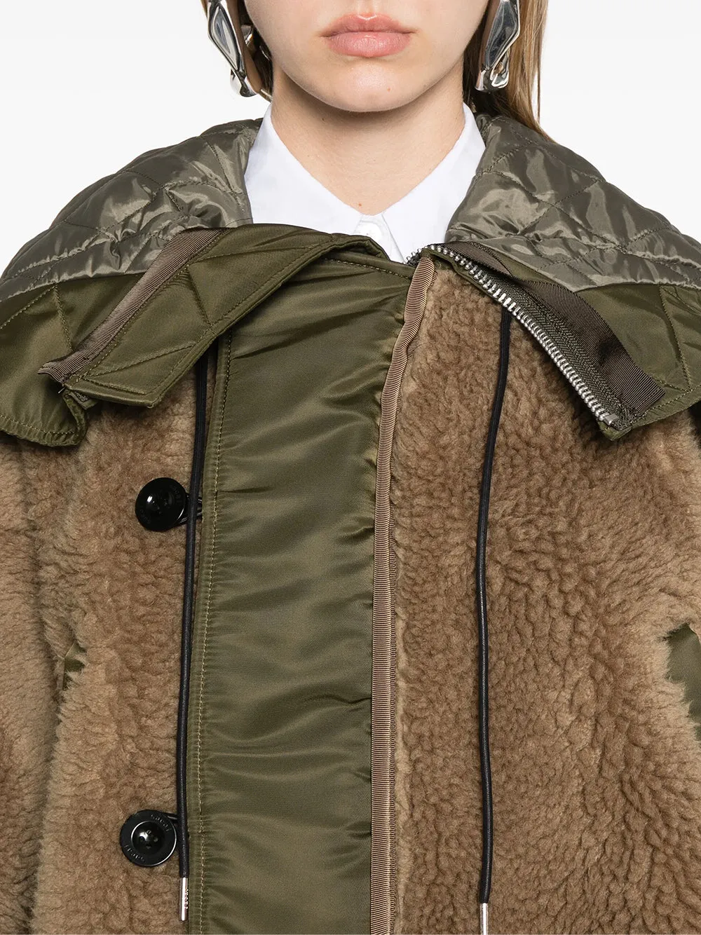 Faux Shearling & Nylon Twill Jacket