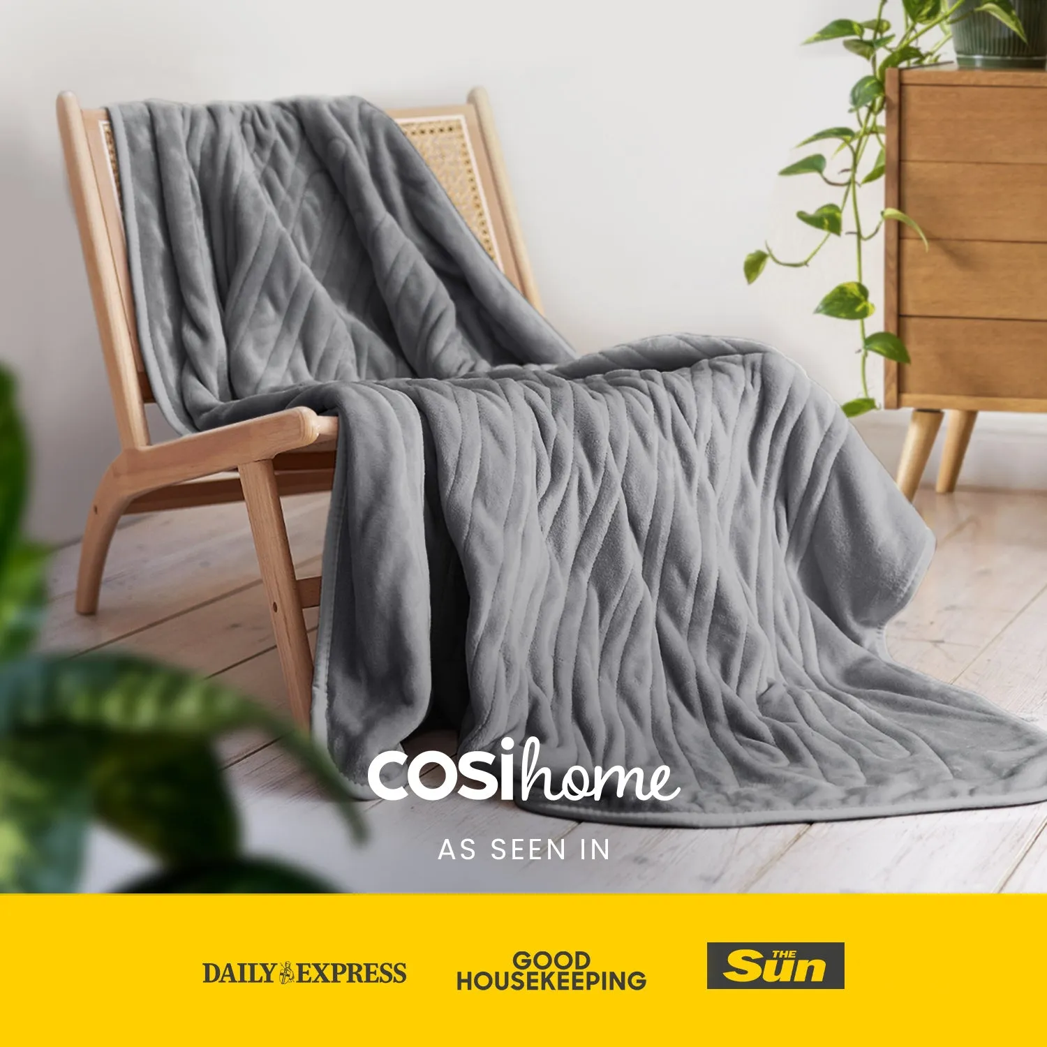 Fleece Electric Heated Throw - Grey