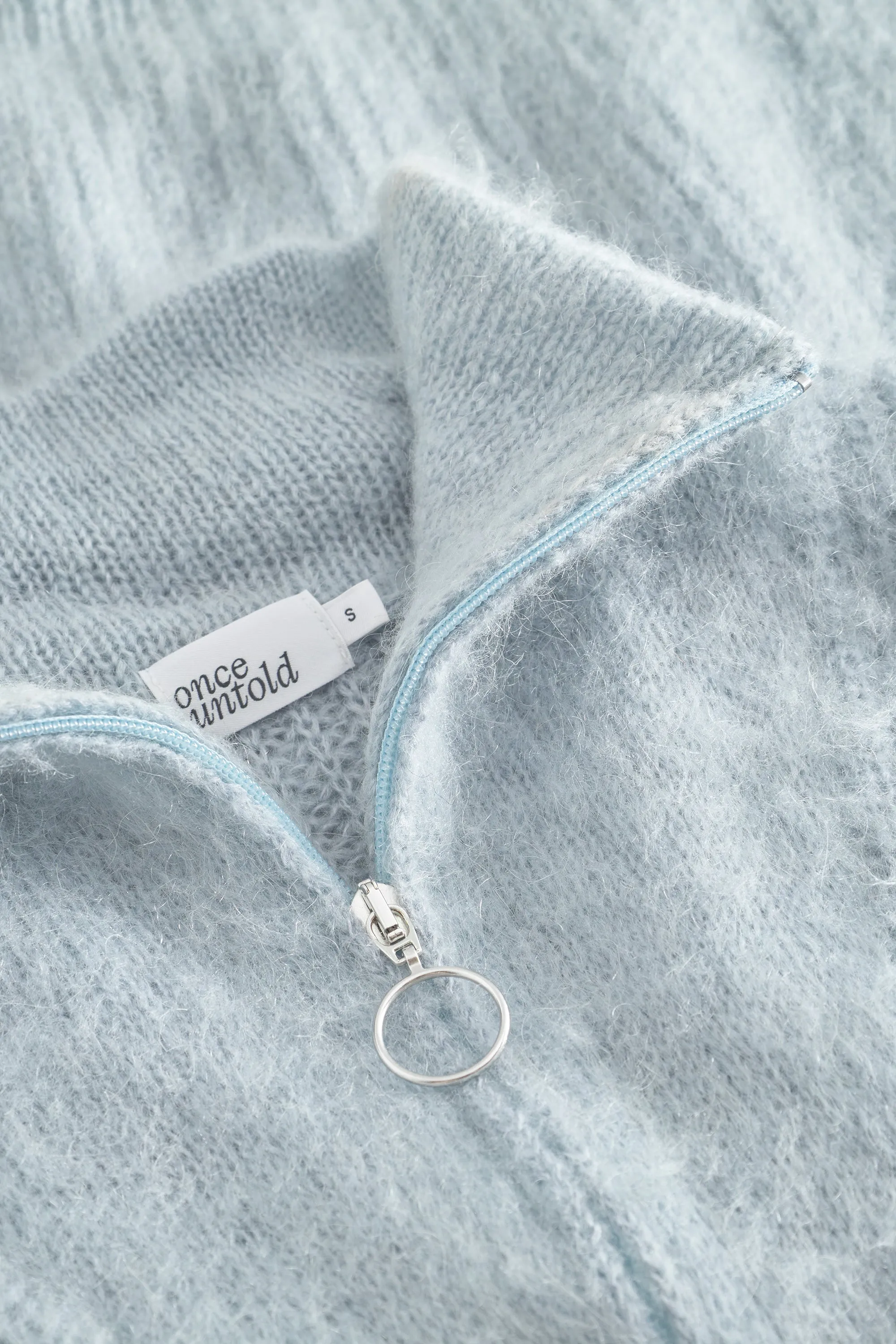 Florie Brushed Zip Knit - Sky Blue