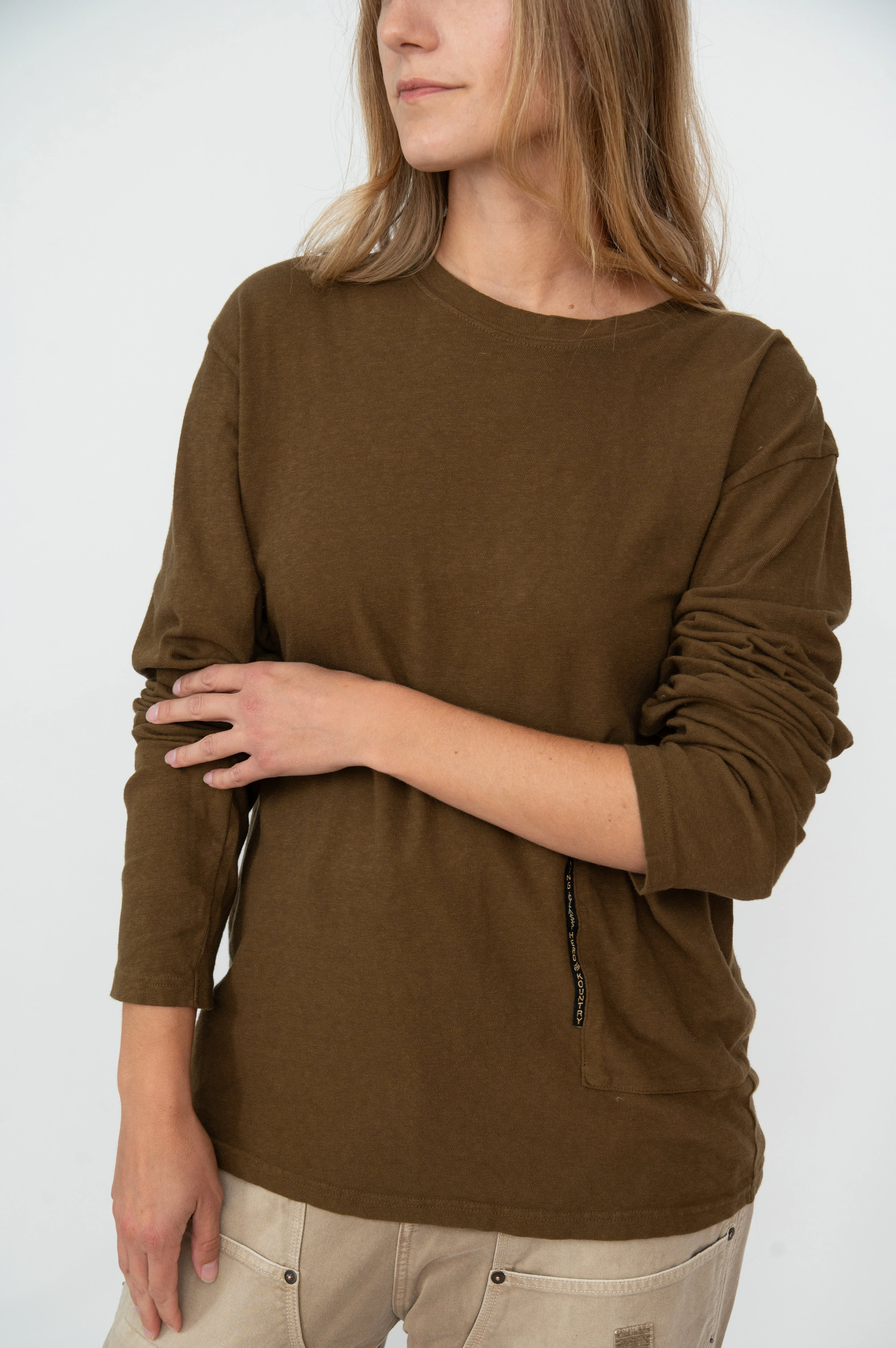 Gauze Jersey BISCUIT Pocket Long Sleeve T Shirt