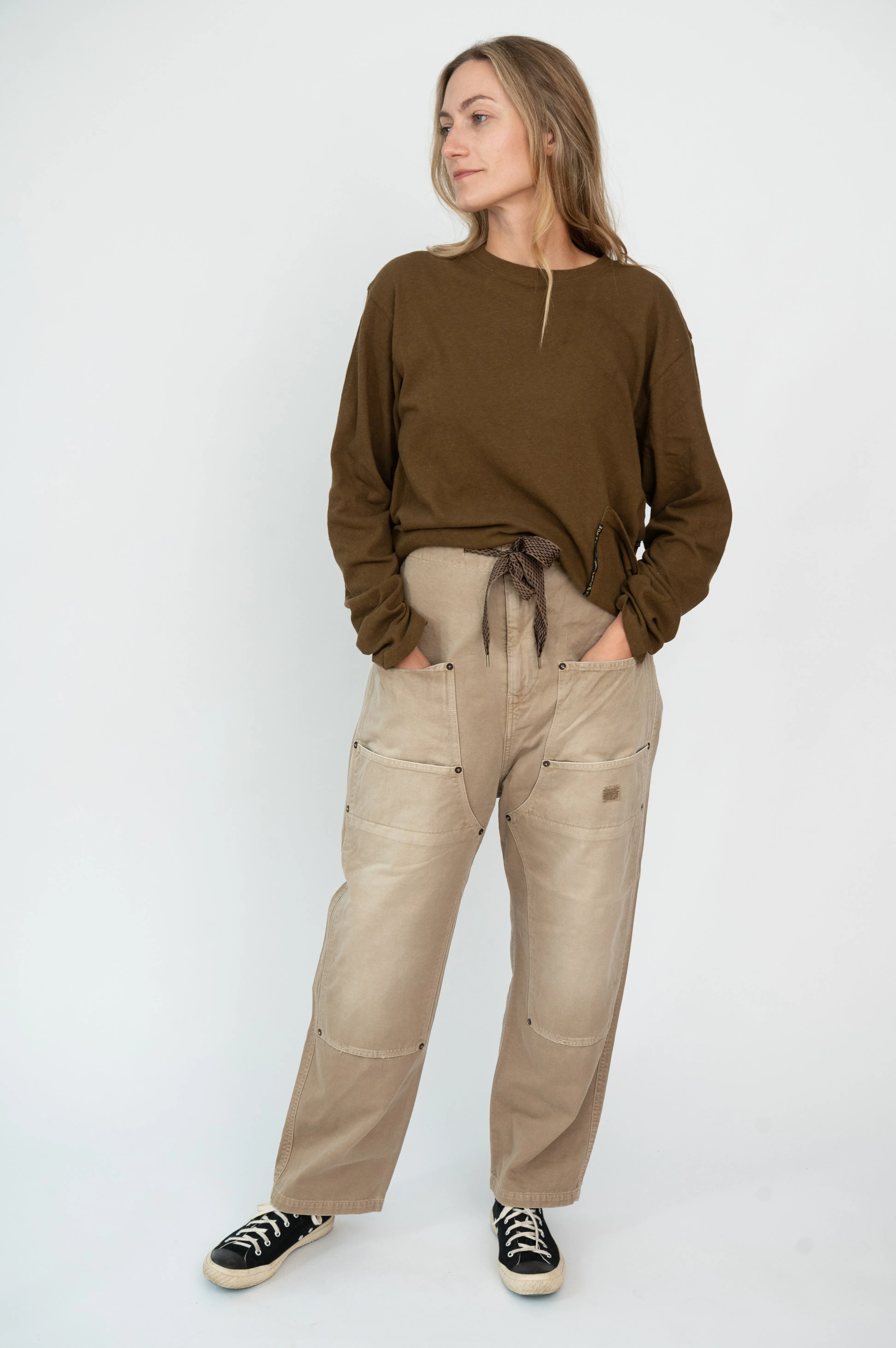 Gauze Jersey BISCUIT Pocket Long Sleeve T Shirt