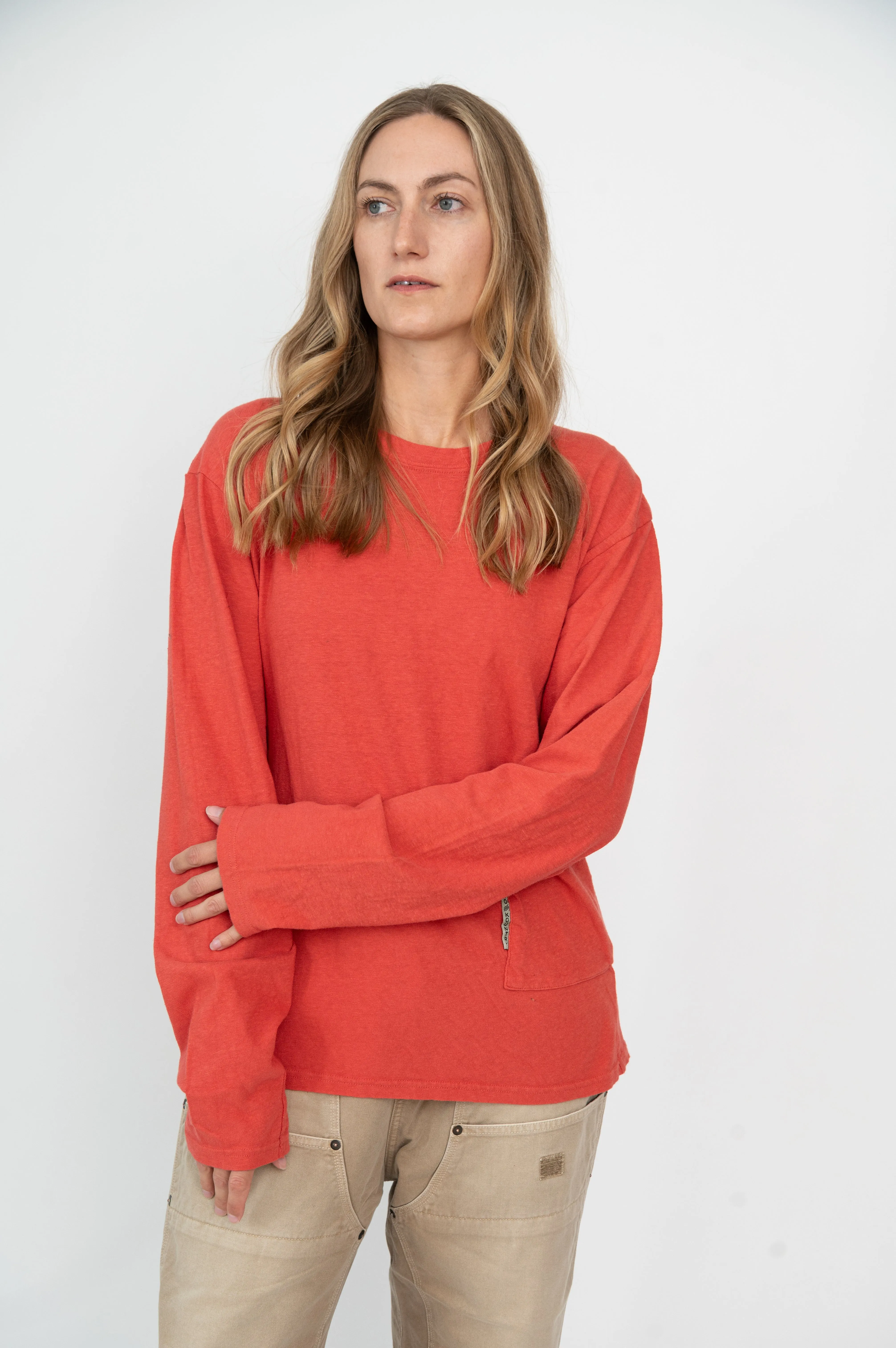 Gauze Jersey BISCUIT Pocket Long Sleeve T Shirt