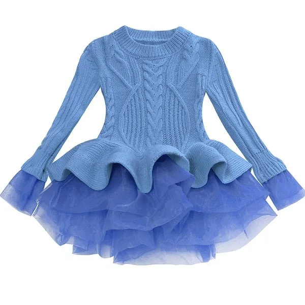 Girl Christmas Tutu Dress Winter Red Green Sweater Princess Party Costumes Clothing Baby Girls 2-8t