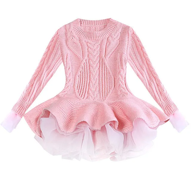Girl Christmas Tutu Dress Winter Red Green Sweater Princess Party Costumes Clothing Baby Girls 2-8t