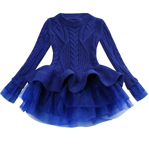 Girl Christmas Tutu Dress Winter Red Green Sweater Princess Party Costumes Clothing Baby Girls 2-8t