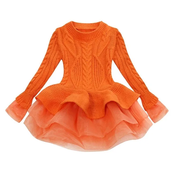 Girl Christmas Tutu Dress Winter Red Green Sweater Princess Party Costumes Clothing Baby Girls 2-8t