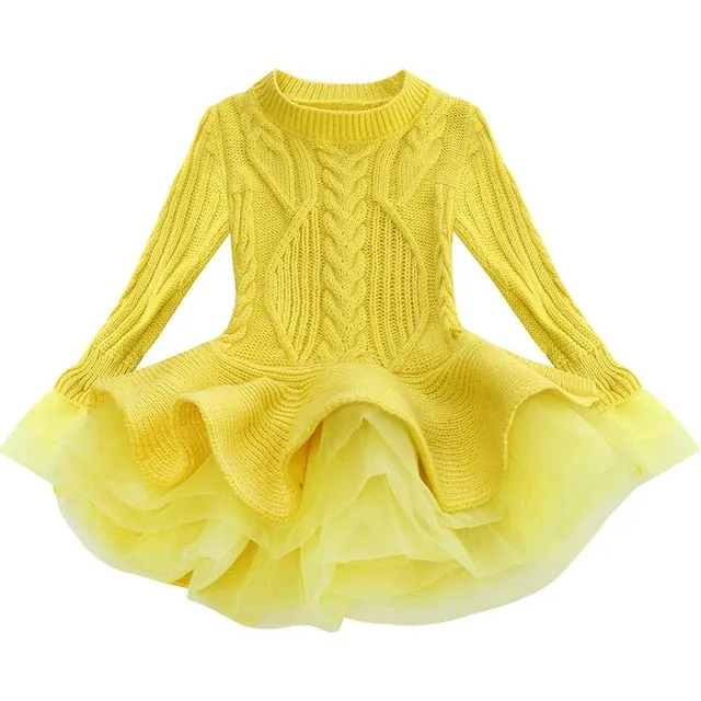Girl Christmas Tutu Dress Winter Red Green Sweater Princess Party Costumes Clothing Baby Girls 2-8t