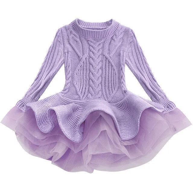 Girl Christmas Tutu Dress Winter Red Green Sweater Princess Party Costumes Clothing Baby Girls 2-8t