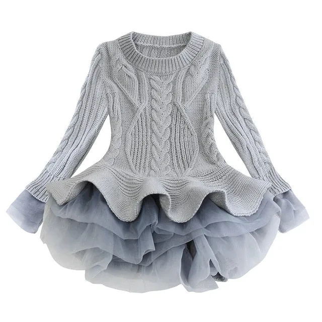 Girl Christmas Tutu Dress Winter Red Green Sweater Princess Party Costumes Clothing Baby Girls 2-8t