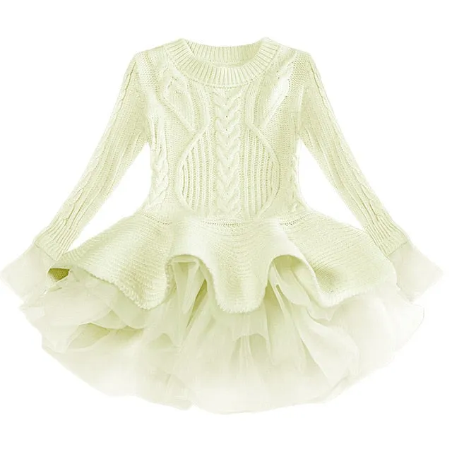 Girl Christmas Tutu Dress Winter Red Green Sweater Princess Party Costumes Clothing Baby Girls 2-8t