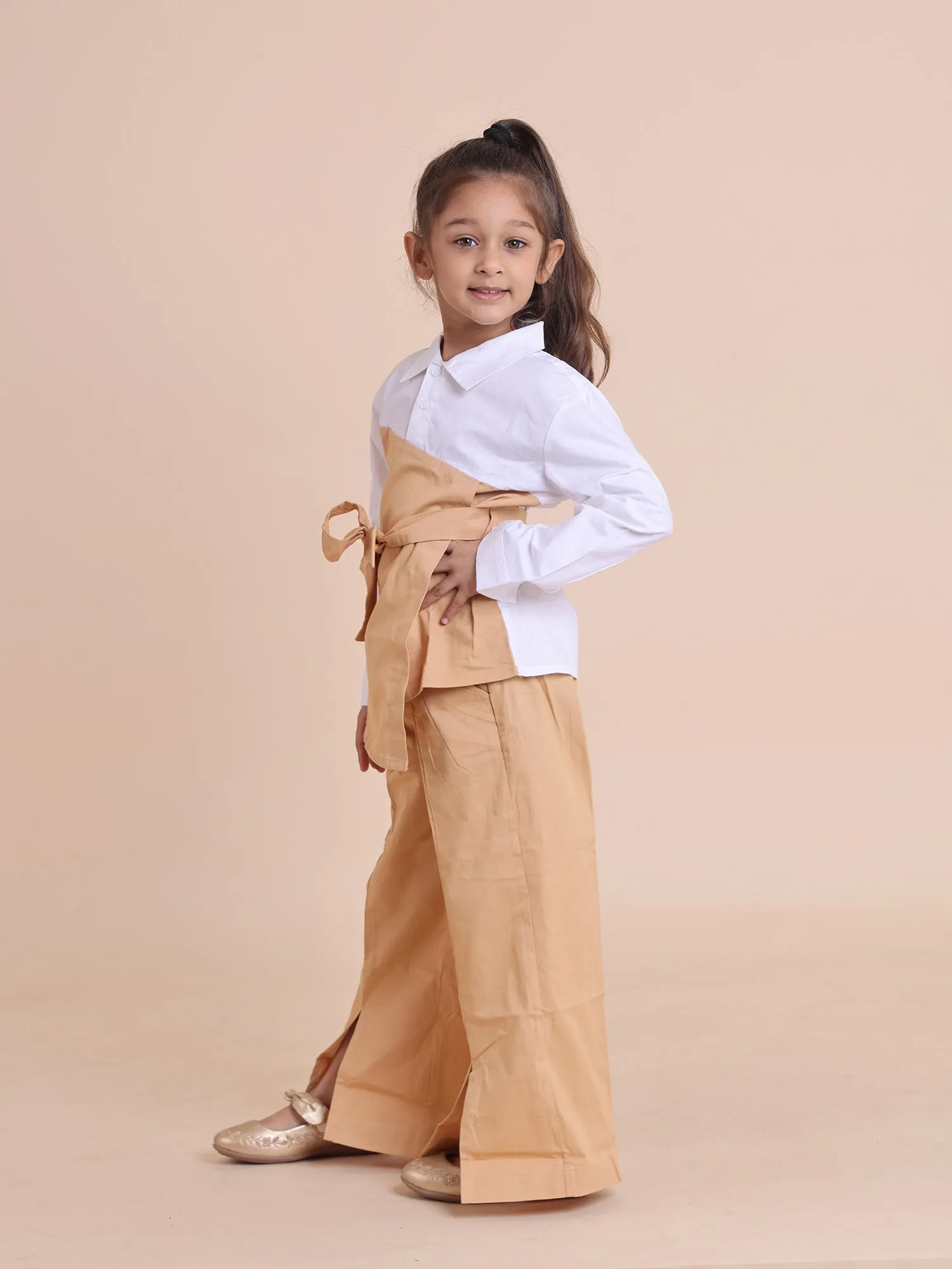 Girls Layered Tunic and Flared Pants Set