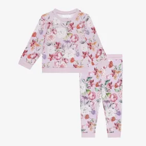 Girl's Long Sleeve Sweatshirt & Jogger Set, Pari (Floral)